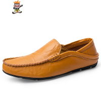 春款豆豆鞋45男装一脚蹬懒人驾车鞋46码男土软底无带休闲皮鞋 闪潮休闲鞋