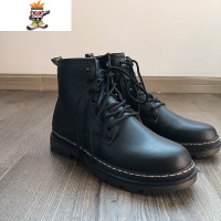 @方少男装 春季港风复古加绒马丁靴英伦风潮流高帮鞋百搭休闲鞋子 闪潮高帮鞋