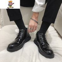 春季新款英伦风高帮马丁靴男韩版百搭亮面皮鞋青年复古工装靴短靴 闪潮高帮鞋
