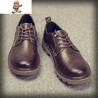 皮鞋男韩版潮流休闲鞋子男2022新款马丁靴男低帮英伦大头工装鞋男 闪潮休闲鞋