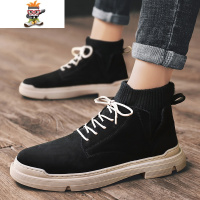 马丁靴男潮鞋男鞋高帮鞋英伦风男士中帮雪地靴春季工装靴秋季靴子 闪潮