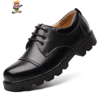 正装大头皮鞋三接头军官皮鞋军勾鞋男单鞋厚底保安工作鞋 闪潮休闲鞋
