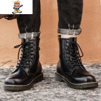 马丁靴男高帮大码雪地靴黑色皮靴冬季棉鞋情侣靴中帮英伦女靴子男 闪潮