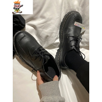 2022春季新款韩版潮流网红休闲鞋子男生百搭英伦风青年黑色小皮鞋 闪潮休闲鞋