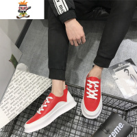 港仔男鞋运动松糕鞋红色休闲鞋文艺板鞋韩版增高小白鞋林弯弯潮鞋 闪潮休闲鞋