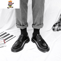 港风漆皮亮面正装皮鞋男士韩版马丁靴黑色林弯弯学生大头鞋潮工作 闪潮休闲鞋