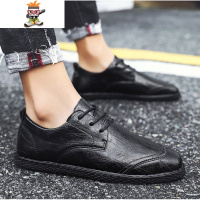 2022春季新款男鞋潮流复古休闲皮鞋英伦百搭布洛克鞋发型师潮鞋男 闪潮休闲鞋