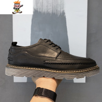 男鞋2022春季新款商务休闲鞋子男士布洛克潮鞋韩版潮厚底小皮鞋男 闪潮休闲鞋