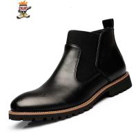 2022切尔西男靴潮流复古马丁靴男士英伦短靴子新款休闲高帮皮鞋男 闪潮