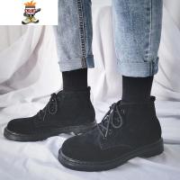 英伦风沙漠马丁靴ulzzang韩版潮流圆头工装短靴百搭高帮男鞋 闪潮