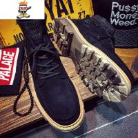 马丁靴男士工装靴英伦风复古中帮男靴子秋季高帮男鞋雪地短靴 闪潮