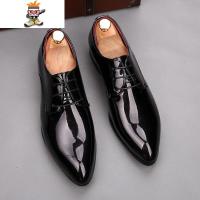 男士白色商务休闲小皮鞋英伦时尚尖头漆皮男鞋韩版发型师亮皮婚鞋 闪潮休闲鞋