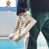 高帮鞋男士港风帆布鞋潮流百搭板鞋韩版春季ins超火的鞋子休闲鞋 闪潮