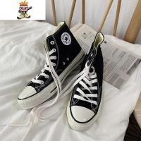 高帮帆布鞋男情侣款百搭韩版潮流ulzzang男士高邦鞋学生港风板鞋 闪潮