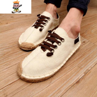 中国风男鞋复古唐装布鞋男士亚麻编鞋民族风透气休闲裤潮渔夫鞋 闪潮休闲鞋