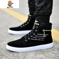 秋冬时尚高帮鞋韩版男鞋学生潮鞋男休闲鞋子潮流百搭板鞋潮鞋靴子 闪潮休闲鞋