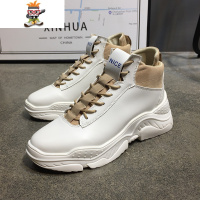 INS超火男鞋高帮潮男厚底松糕鞋春秋青年百搭增高运动鞋韩版板鞋 闪潮高帮鞋