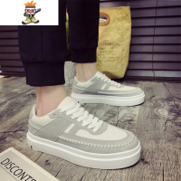 春季原宿增高百搭韩版男鞋厚底运动鞋情侣板鞋潮鞋林弯弯松糕鞋男 闪潮高帮鞋