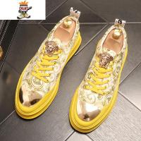 松糕鞋男新款秋季透气3D印花网红鞋子男潮鞋内增高百搭休闲鞋 闪潮休闲鞋