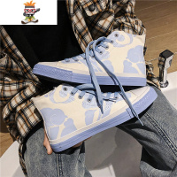 男鞋春季2022新款高帮帆布鞋男韩版百搭小白鞋网红港风板鞋ins潮 闪潮