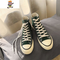 墨绿色高帮帆布鞋男1970ins街拍韩版原宿风ulzzang板鞋潮高邦布鞋 闪潮