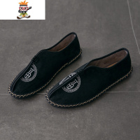 潮流休闲男鞋一脚蹬渔夫鞋男春秋新款中国风唐装汉鞋豆豆布鞋 闪潮休闲鞋