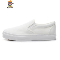 春季透气男式帆布鞋一脚蹬低帮厚底增高韩版休闲潮鞋懒人单鞋 闪潮