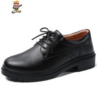 单鞋女2022春季防滑中跟百搭配西装黑色正装职业工作英伦小皮鞋 闪潮