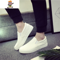 白色厚底增高男士帆布鞋男黑色内增高休闲懒人鞋一脚蹬学生布鞋子 闪潮