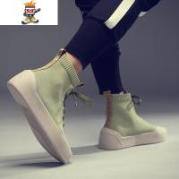 袜子鞋男潮高帮男鞋春季潮鞋潮牌鞋子韩版厚底松糕鞋百搭增高板鞋 闪潮高帮鞋