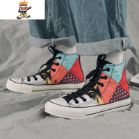 坏兔子BADRABBIT自制迷彩高帮帆布鞋男韩版潮流百搭学生休闲板鞋 闪潮