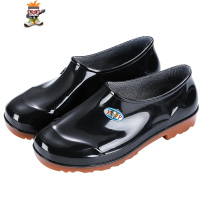 春秋男士低帮短筒浅口雨鞋厨房厨师防水鞋厚底耐磨耐油耐酸碱胶鞋 闪潮休闲鞋