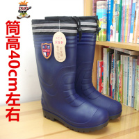 冬季雨鞋男高筒加棉雨靴防滑保暖鞋加绒防水鞋水靴厚底胶鞋雪地靴 闪潮雨靴
