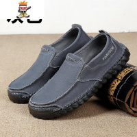 新款老北京布鞋男单鞋防滑牛筋底透气帆布面一脚蹬懒码休闲鞋 闪潮休闲鞋