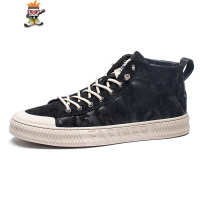 高帮休闲鞋男士2022春季新款潮鞋韩版潮流中邦百搭迷彩欧洲站板鞋 闪潮高帮鞋