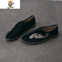 中国风男鞋唐装汉鞋2022春季新款鞋子男潮鞋韩版一脚蹬懒人豆豆鞋 闪潮高帮鞋