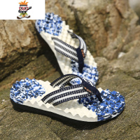 拖鞋男加厚增高人字拖男布料按摩防滑夹拖凉拖鞋韩版沙滩鞋男潮流 闪潮