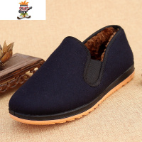 老北京布鞋男爷爷老头鞋呢子帮面冬季保暖鞋加绒加厚防滑老人棉鞋 闪潮高帮鞋