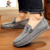 刺绣中国风亚麻一脚蹬老北京布鞋男软底舒适透气休闲豆豆汉服鞋子 闪潮休闲鞋