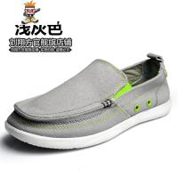 春季帆布鞋男沃尔卢休闲鞋一脚蹬懒人鞋老北京布鞋男鞋透气cross 闪潮