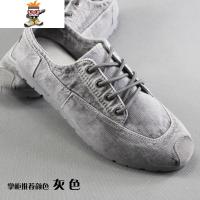 男款牛仔布帆布鞋系带平底休闲耐磨舒适低帮男鞋 闪潮