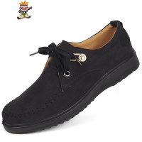 秋季新款老北京布鞋男士系带商务休闲软底透气中老年爸爸工作鞋黑 闪潮休闲鞋