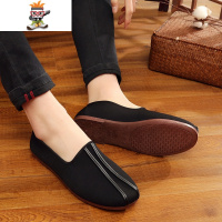 老北京男鞋中国风复古洒鞋青年软底云头传统老头鞋黑布鞋功夫鞋 闪潮高帮鞋