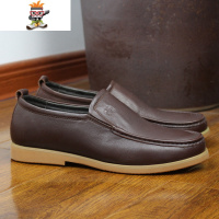 检漏男士圆头套脚头层一脚蹬休闲皮鞋BW1042 闪潮休闲鞋