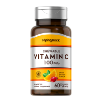 PipingRock/朴诺天然维生素C咀嚼片香橙味维C增强免疫力 美国进口