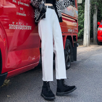 高腰牛仔裤女韩版新款宽松毛边九分裤直筒裤原宿阔腿裤