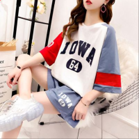 T恤套装女夏季新款米奇短袖短裤宽松胖mm大码两件套