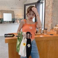 刺绣小雏菊系带蝴蝶结针织背心女2020夏装韩版显瘦内搭短款小吊带