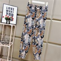 2020夏凉冰丝裤新款高腰灯笼裤休闲哈伦裤民族风宽松加大码萝卜裤