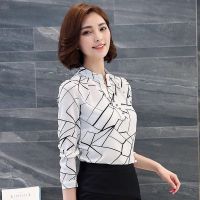 雪纺衬衫女士秋装长袖2020春秋新款韩版显瘦超仙上衣百搭V领衬衣